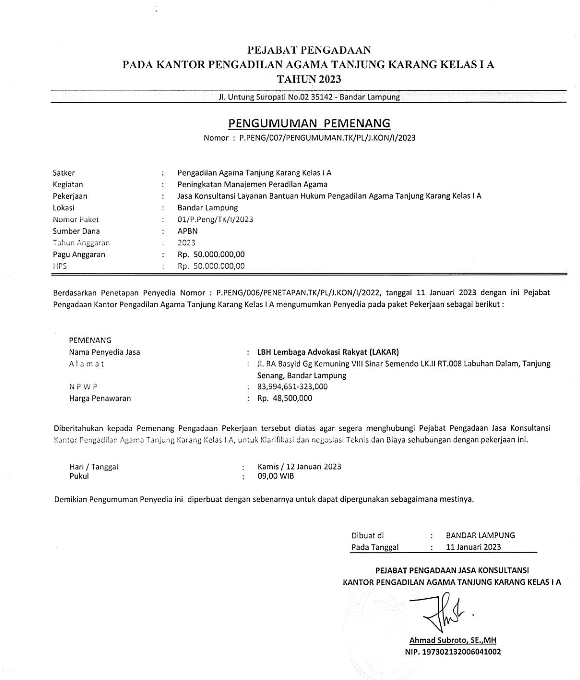 pengumuman pemenang posbaku